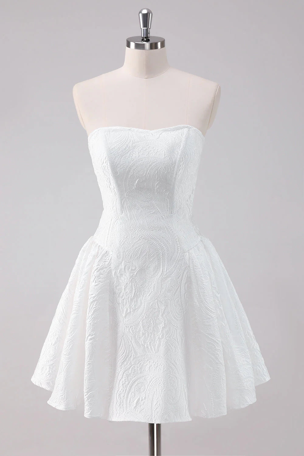 White v neck tulle short prom dress, Retract your waist homecoming dress main image 0