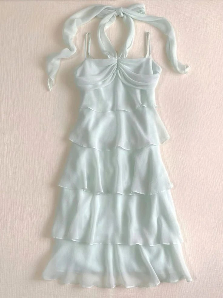 Halter Chiffon Short Dresses With Pocket Sunset