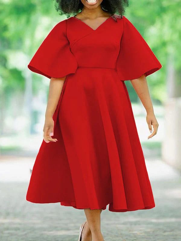 V-neck ruffled pattern classic satin fabric premium wedding dress