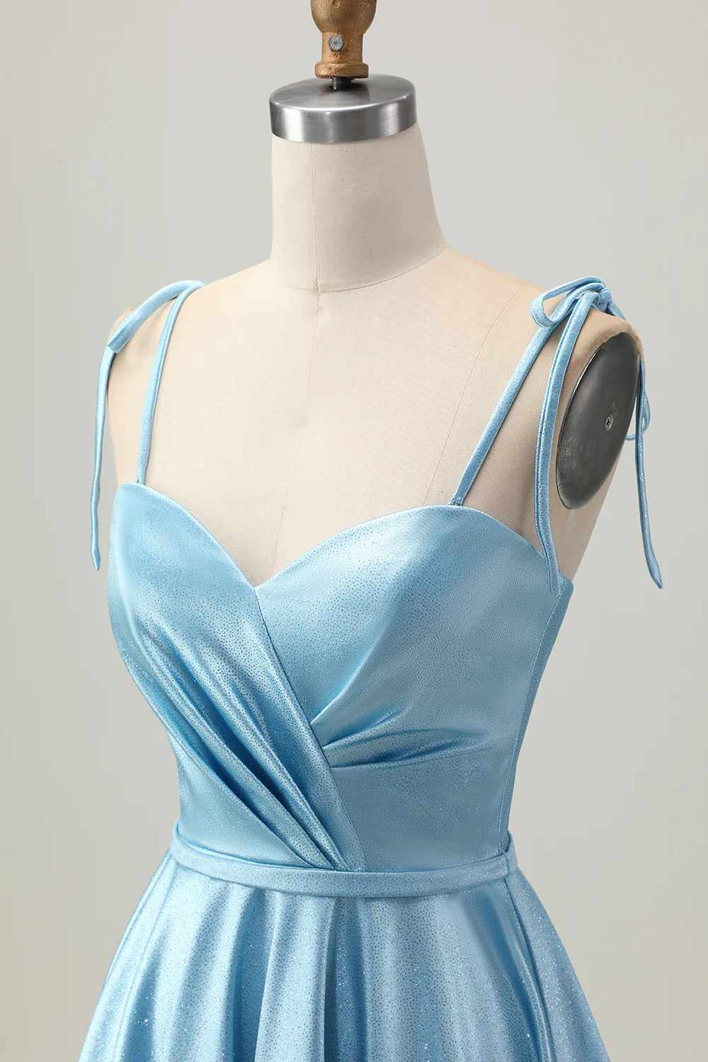 Blue Satin Sequins Sweetheart Collar A Line Short Spaghetti Straps Homecoming Dress Party Dress