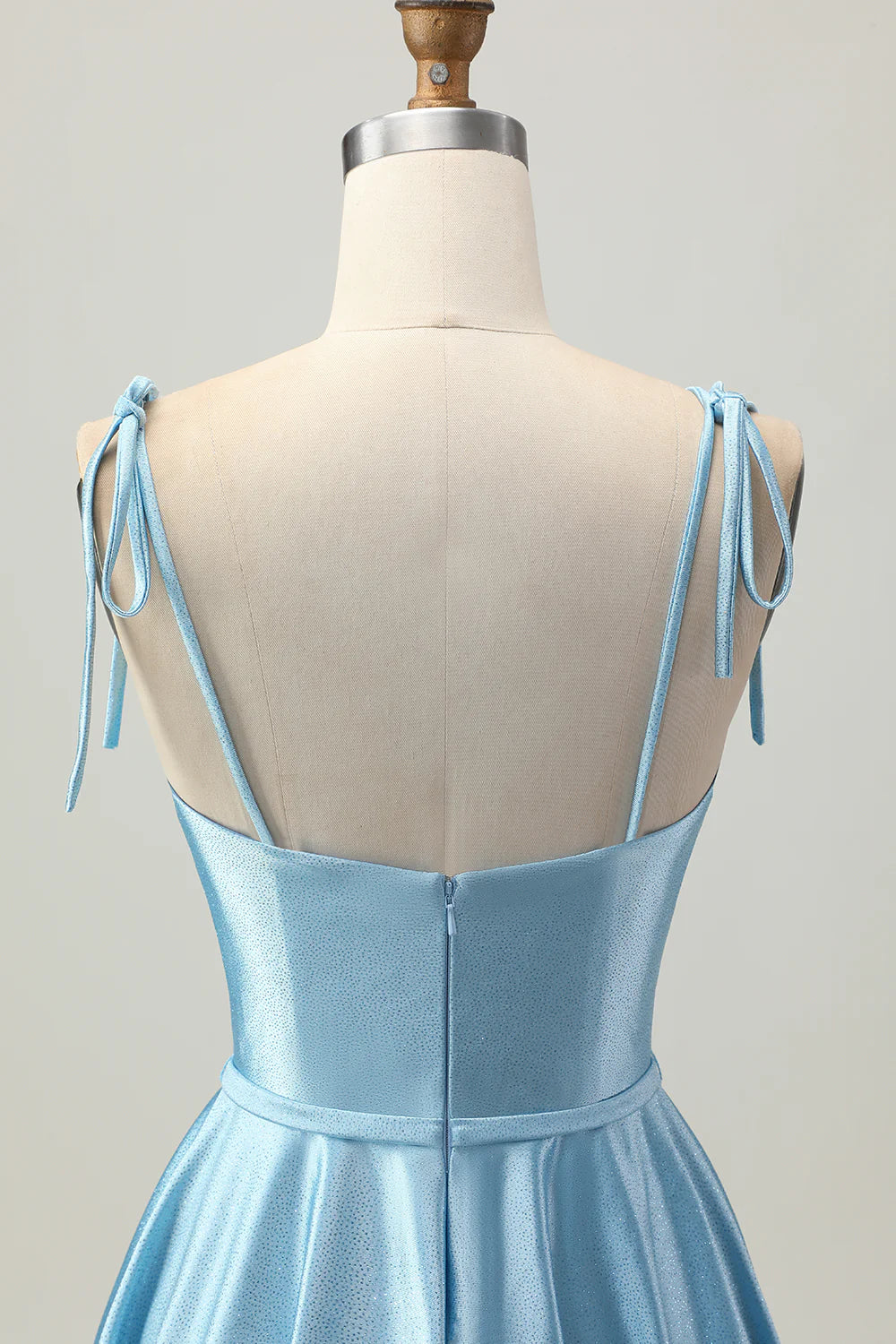 Blue Satin Sequins Sweetheart Collar A Line Short Spaghetti Straps Homecoming Dress Party Dress