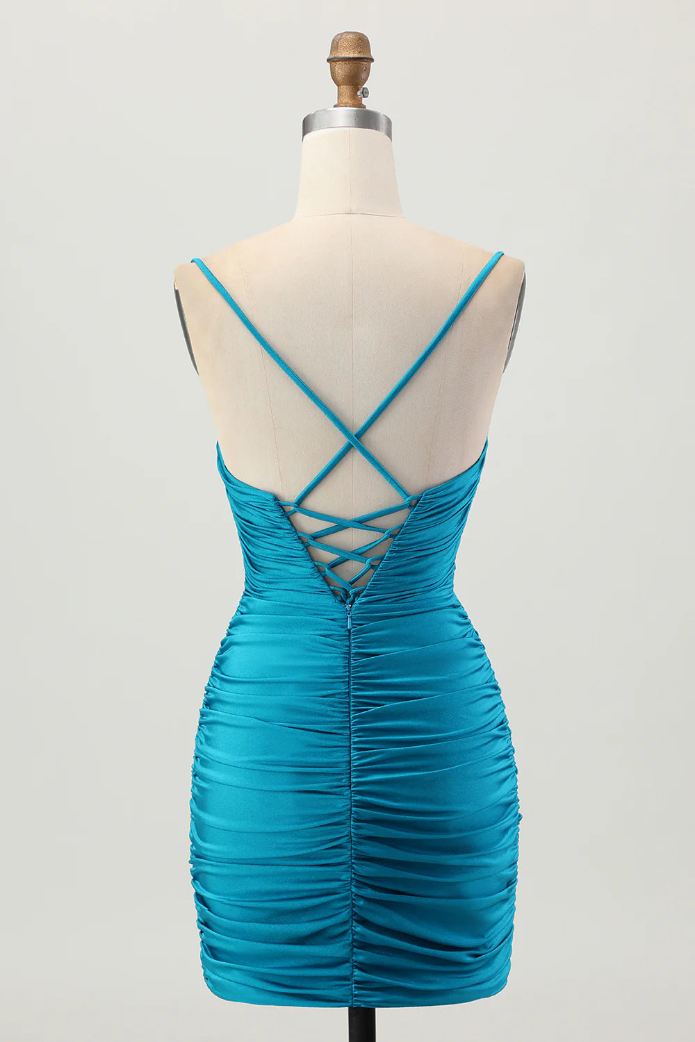 Dark Khaki Sweetheart Collar Spaghetti Straps Ruched Cut Out Tight Homecoming Dress Party Dress