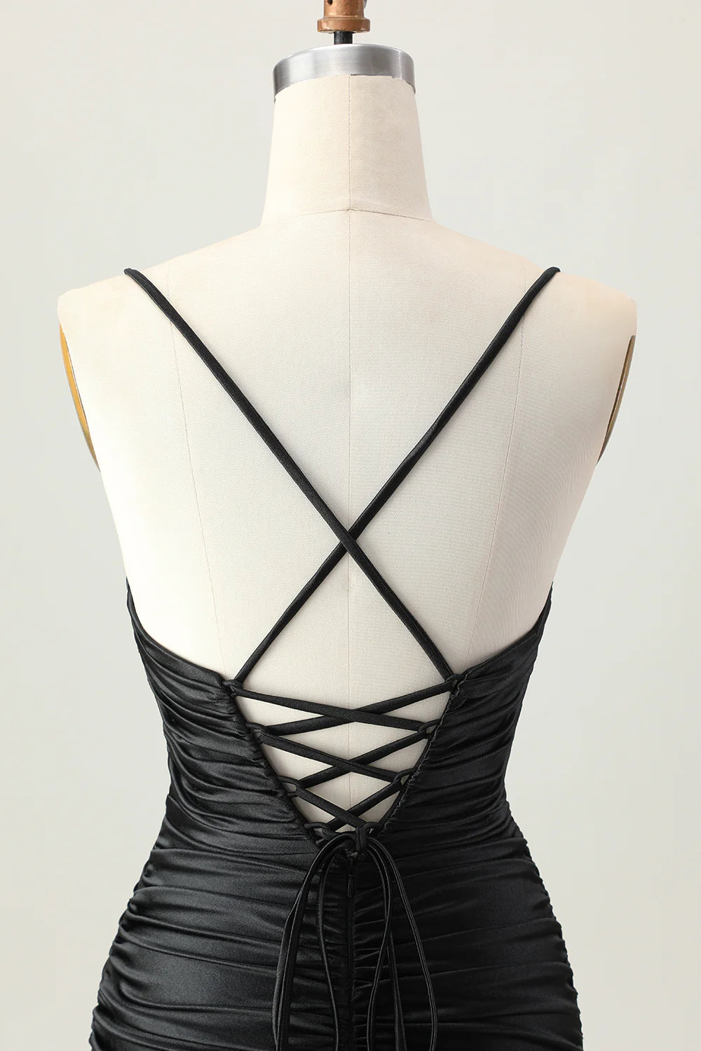 Dark Khaki Sweetheart Collar Spaghetti Straps Ruched Cut Out Tight Homecoming Dress Party Dress