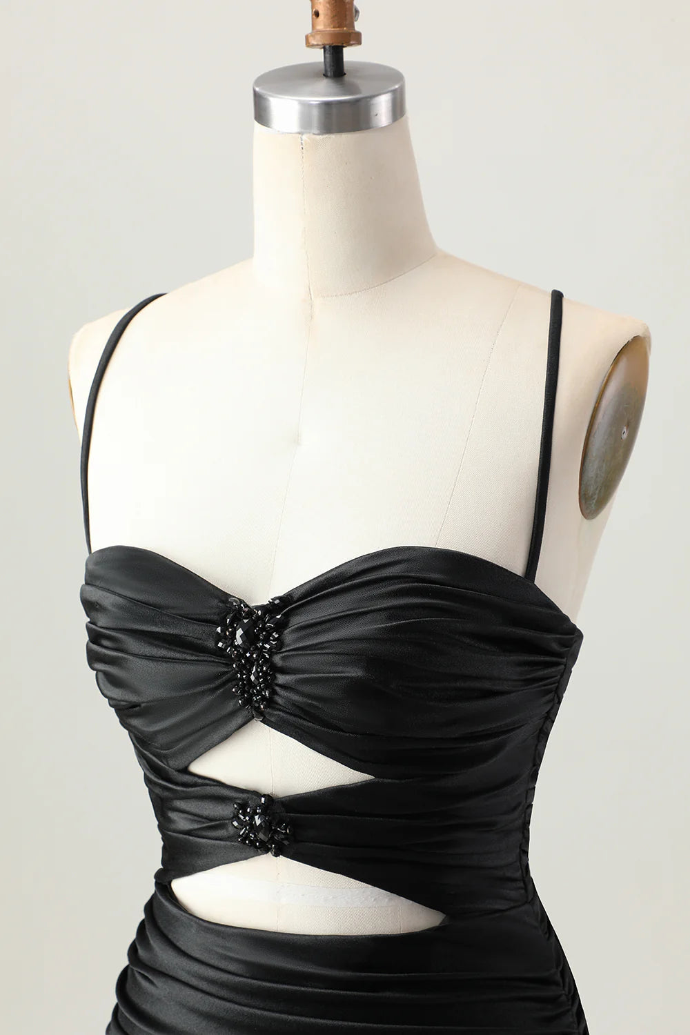Dark Khaki Sweetheart Collar Spaghetti Straps Ruched Cut Out Tight Homecoming Dress Party Dress