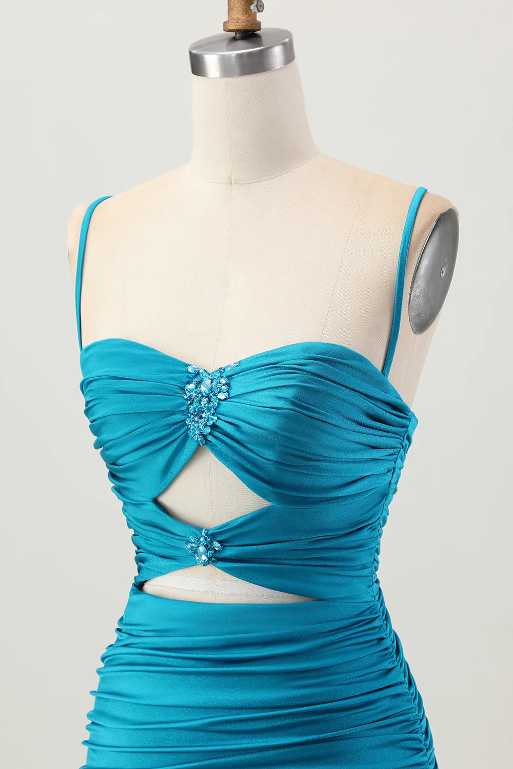 Dark Khaki Sweetheart Collar Spaghetti Straps Ruched Cut Out Tight Homecoming Dress Party Dress