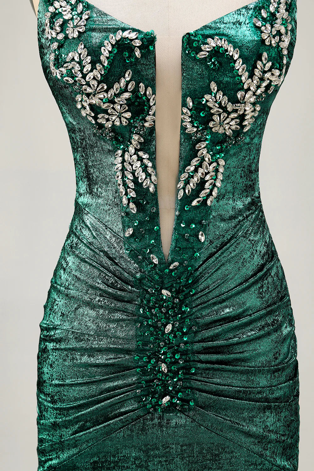 Golden Deep V Neck Strapless Beaded Short Bodycon Homecoming Party Dress With Rhinestones