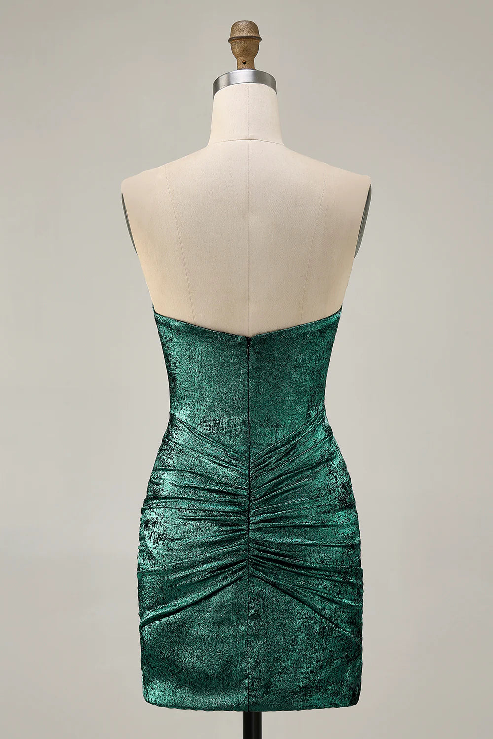 Golden Deep V Neck Strapless Beaded Short Bodycon Homecoming Party Dress With Rhinestones