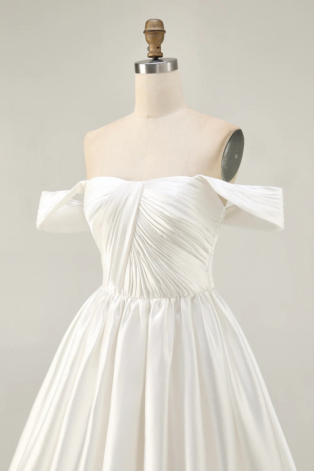 Lovely White Ruched Off The Shoulder Short Homecoming Dress White A-line Party Dress