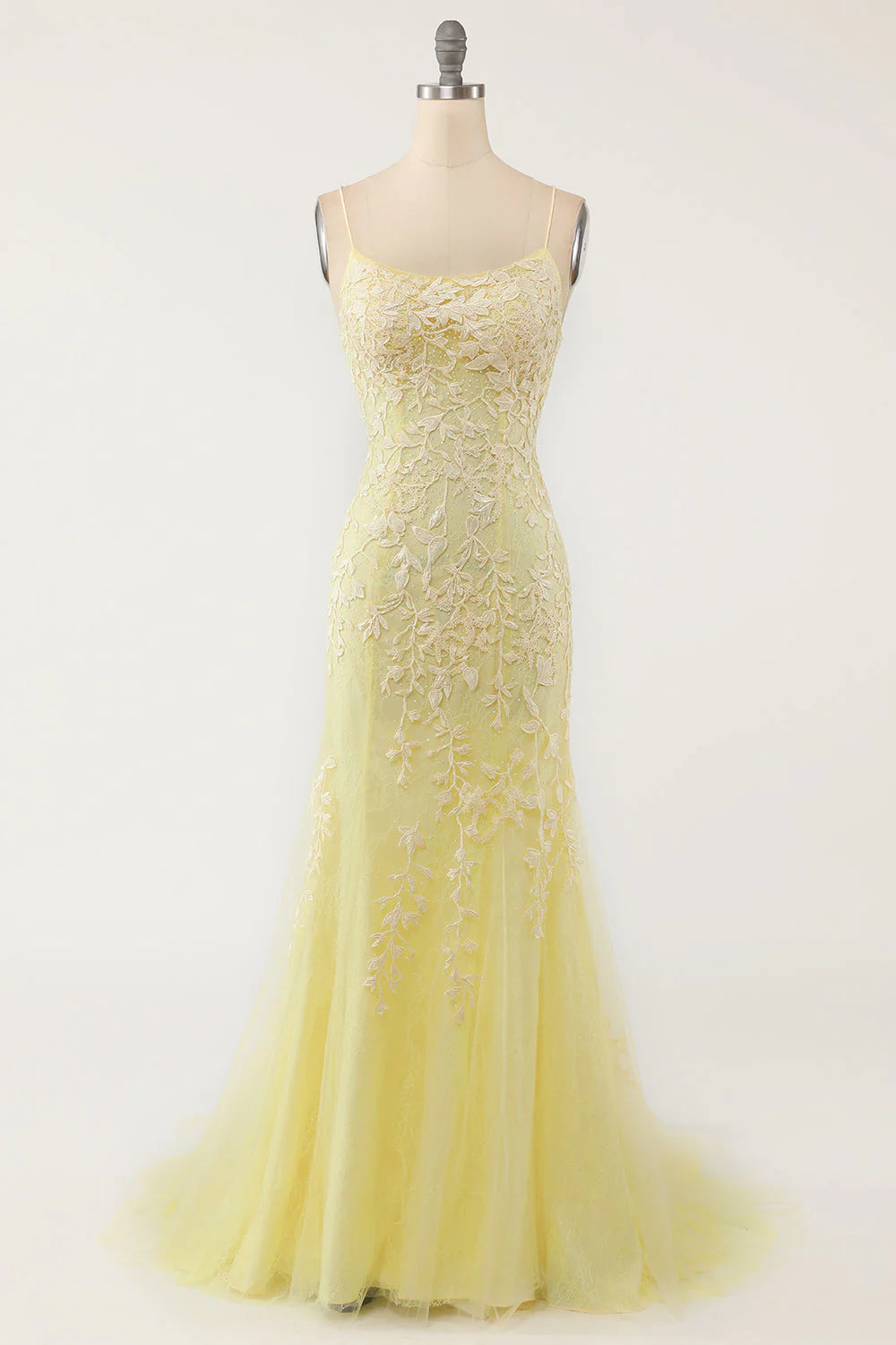 Yellow Mermaid Retract Your Waist Long Prom Dress With Appliques