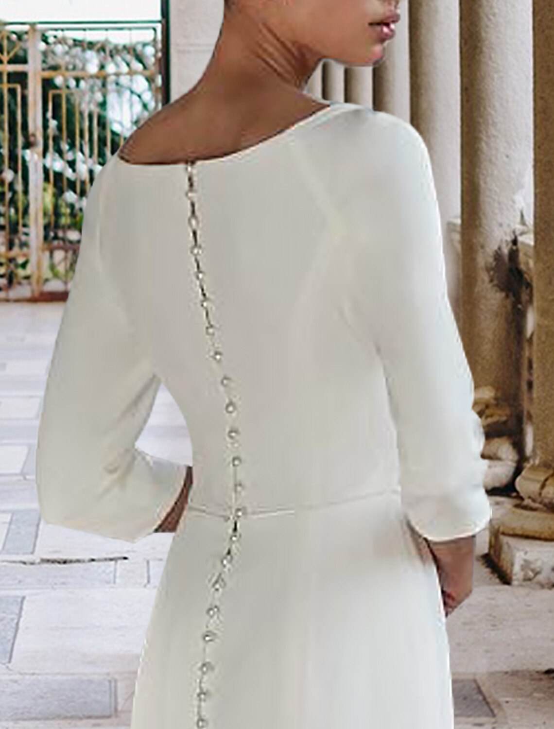 Hall Casual Wedding Dresses Mermaid / Trumpet Sweetheart Half Sleeve Sweep / Brush Train Stretch Fabric Bridal Gowns