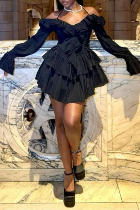 Sexy A line Long Sleeves Black Retract Your Waist Short Homecoming Dress