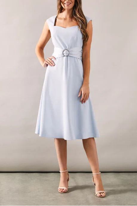 Occasion Sweetheart Satin Buckle Midi Mother Of The Bride Outfits Dress