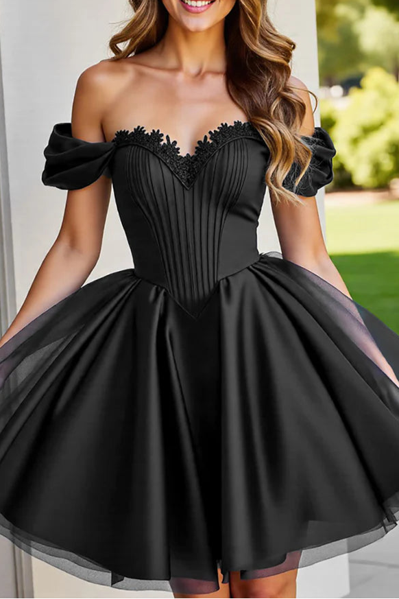 Black Tulle Corset A Line Short Retract Your Waist Homecoming Dress