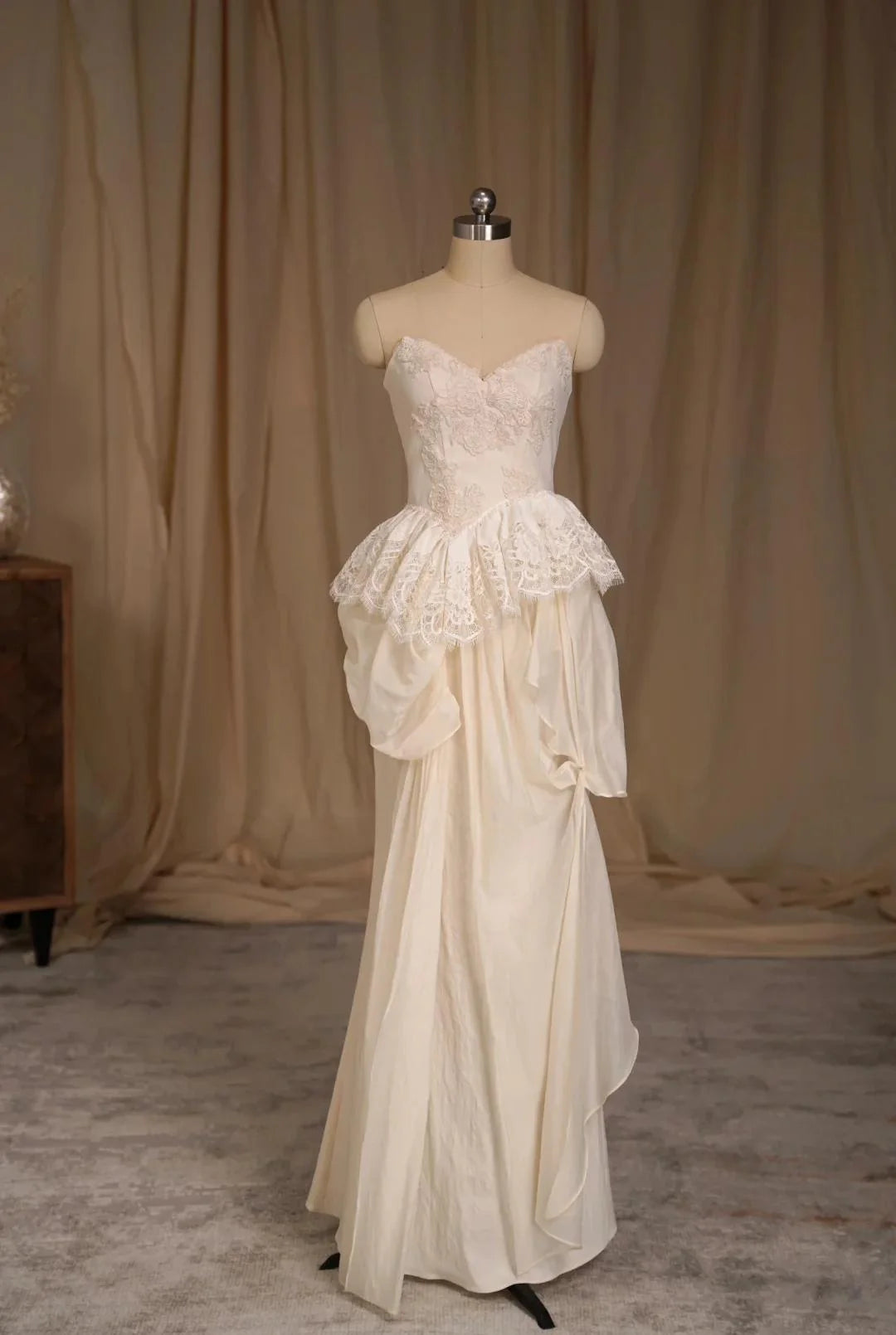 Strapless Two-piece Evening Dress Elegant Tulle Lace Simple Wedding Dress