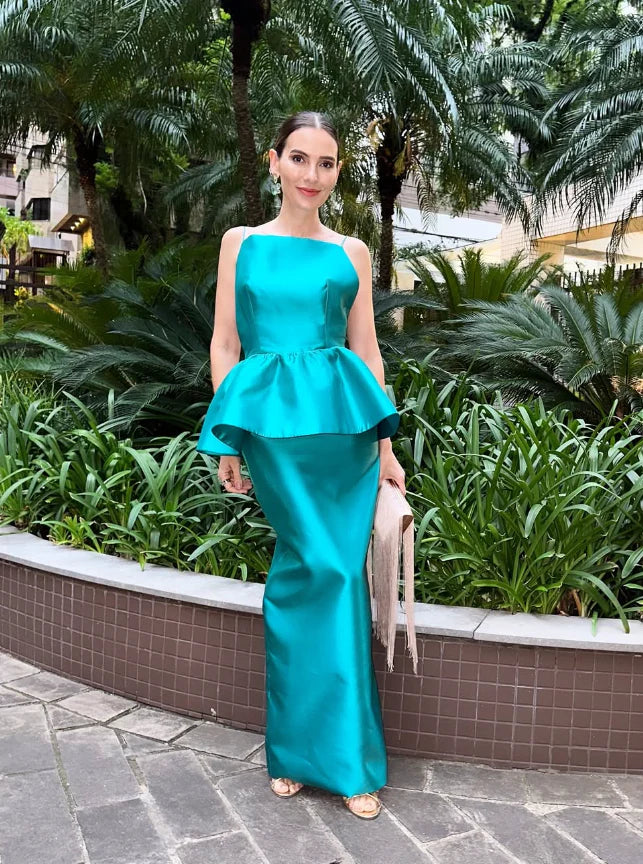 Elegant Sheath Spaghetti Strap Blue Satin Open Back Prom Dress