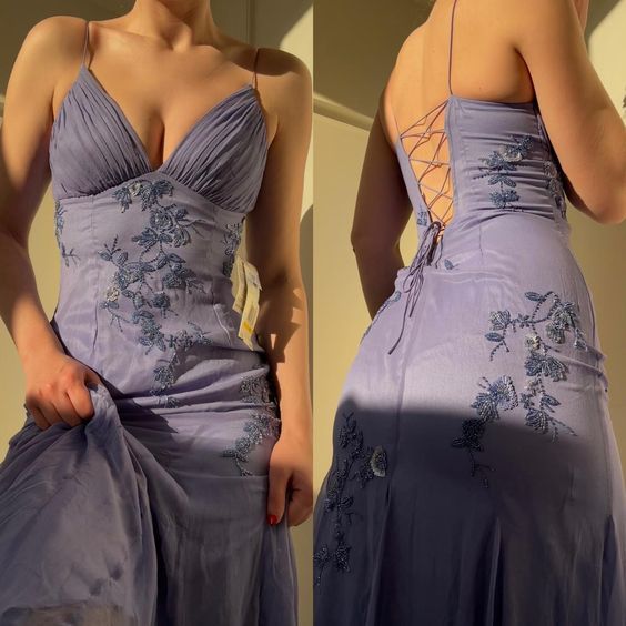 Pretty Mermaid Spaghetti Straps Lilac Long Prom Dresses Unique design Party Dress