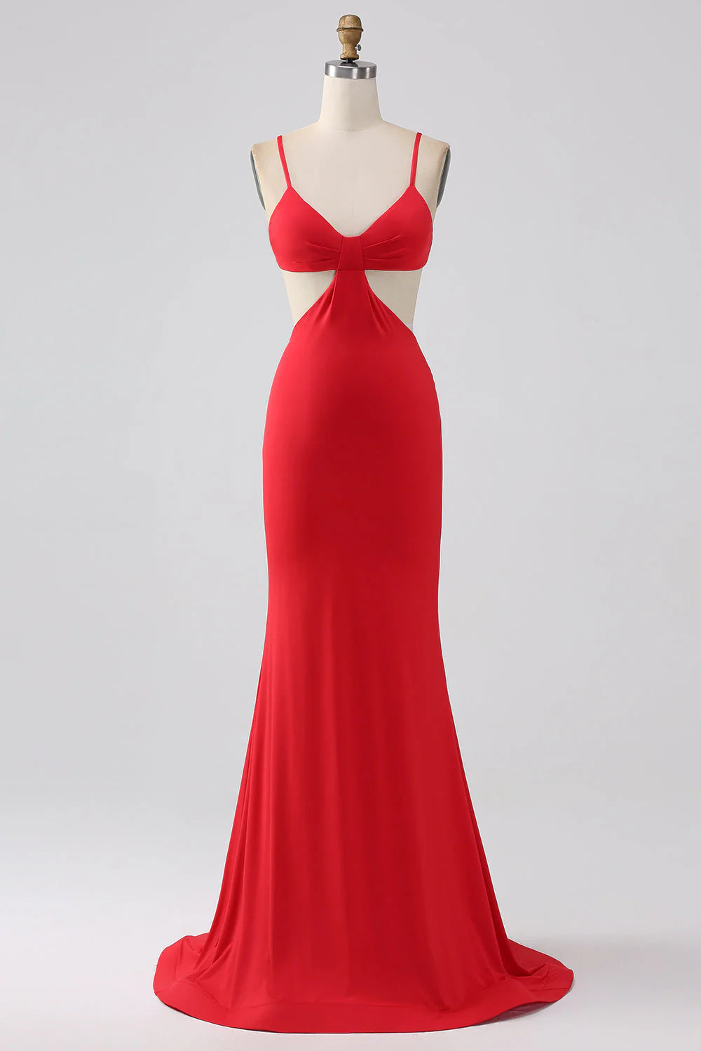 Full of charm Spaghetti Straps Mermaid Backless Red Prom Dress