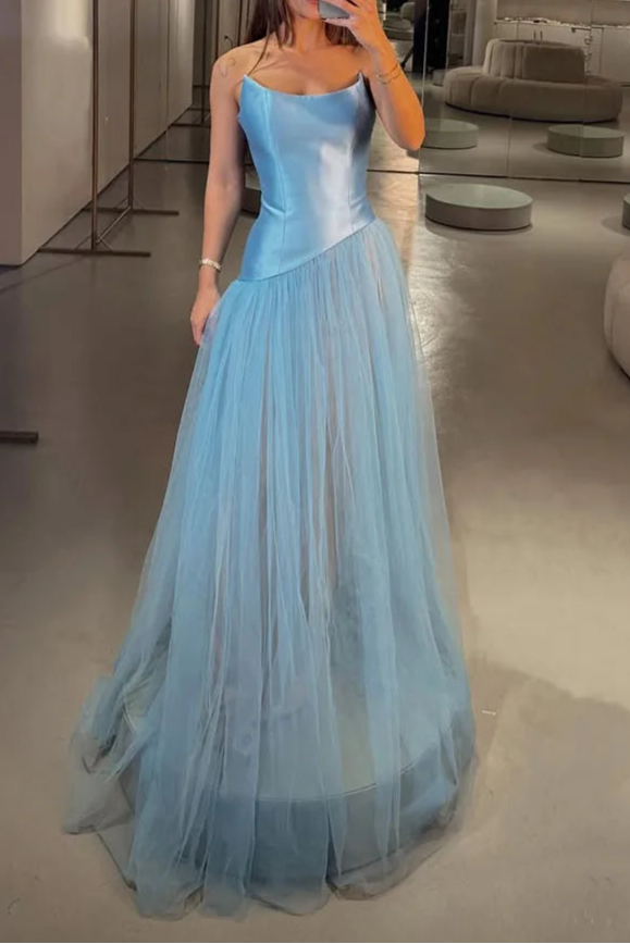 Elegant Tulle Skirt Formal Gown Long Evening Dress Woman Party Dress