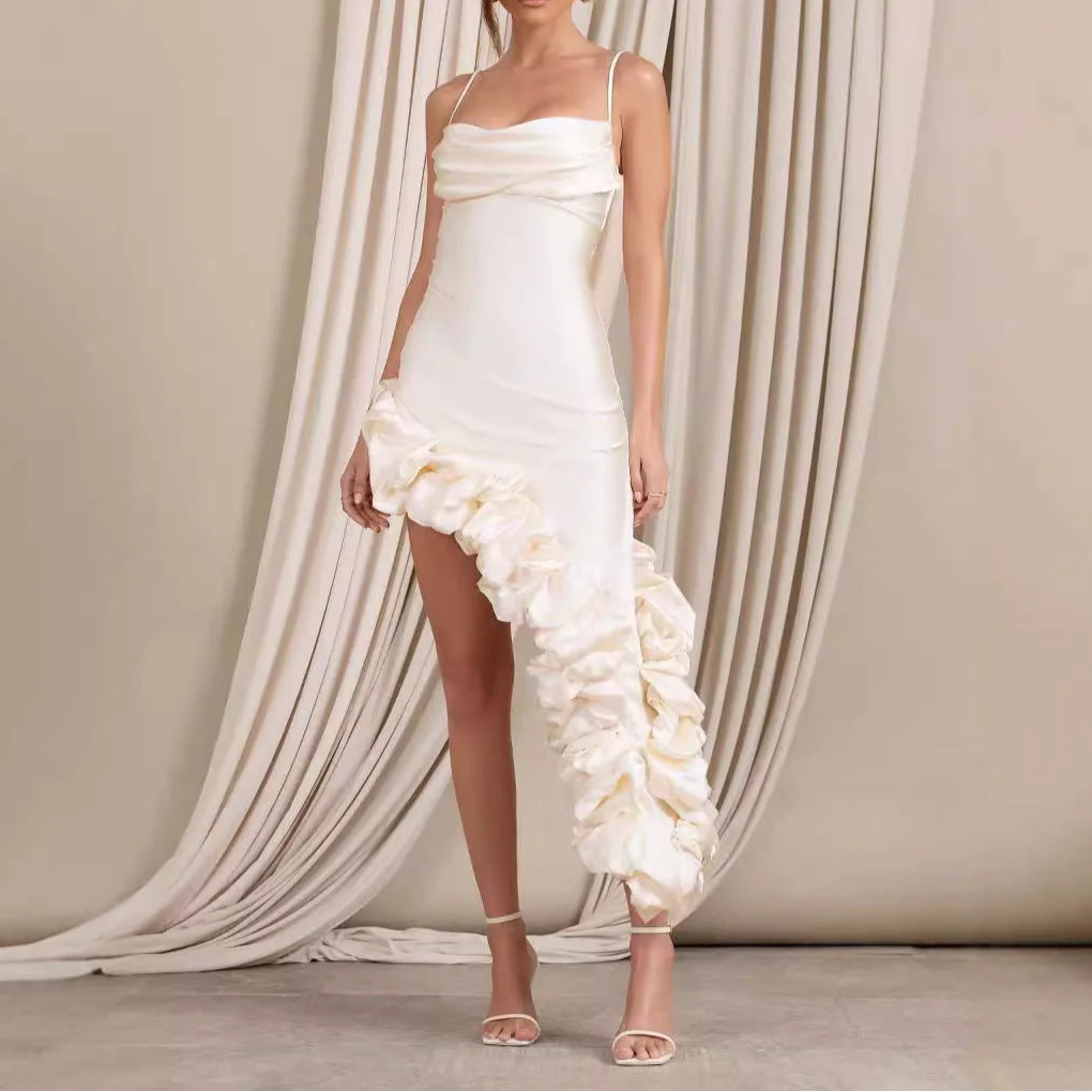 Unique design Luxury Pearl Strapless Spaghetti strap Bandage Prom Dress
