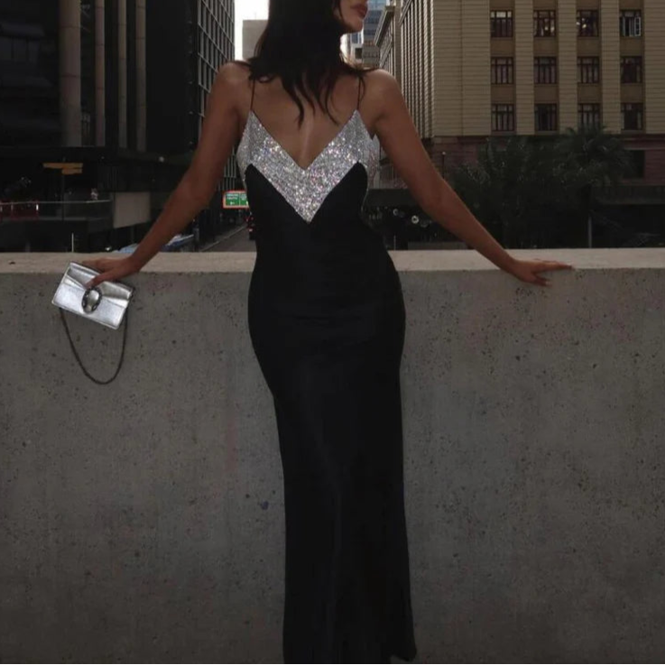 Sexy Deep-V Rhinestone Bandage Dress Full of charm Spaghetti strap Prom Dress