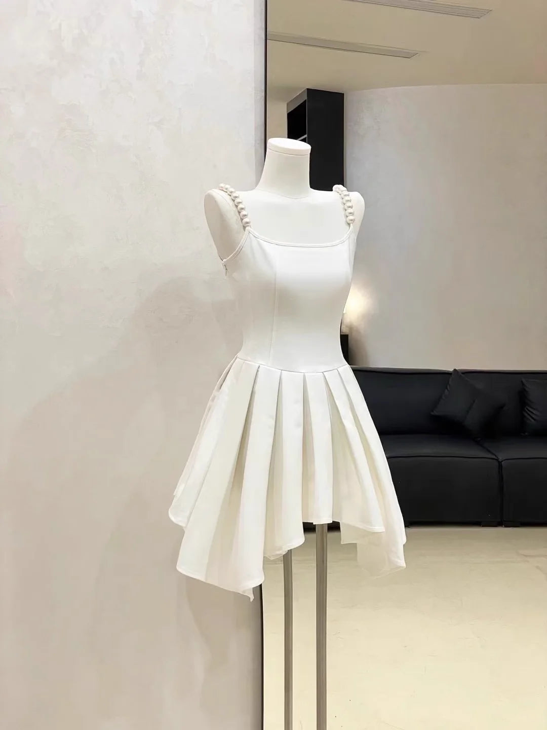 Cute Spaghetti Straps Ruffled White Women's A line Short Homecoming Dresses