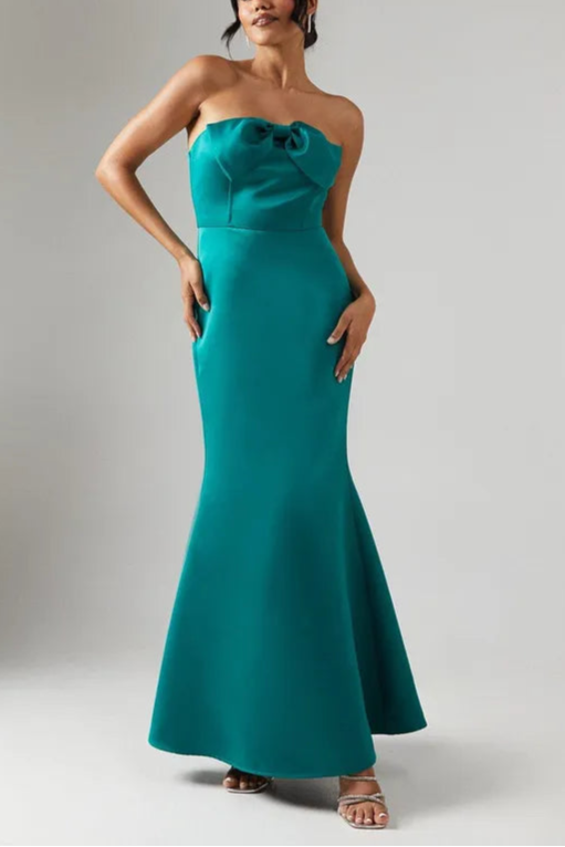 Full of charm Bow Bandeau Fishtail Off Shoulder Bridesmaid Dress