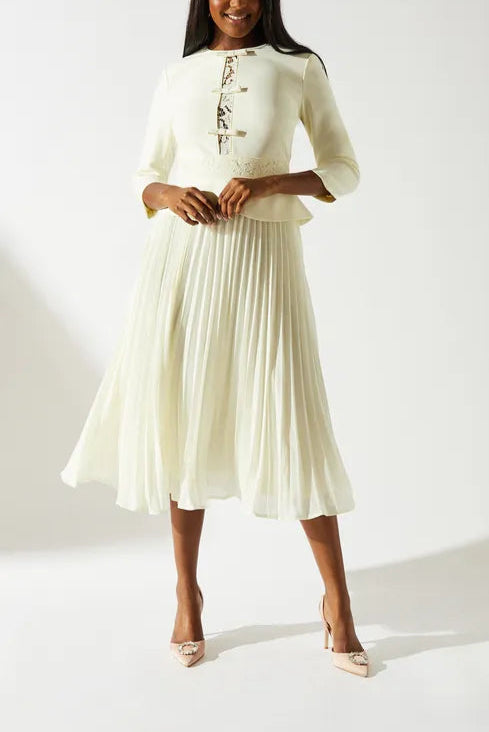 Crepe Pleat Retract Your Waist Lace Mother Of The Bride Outfits Dress