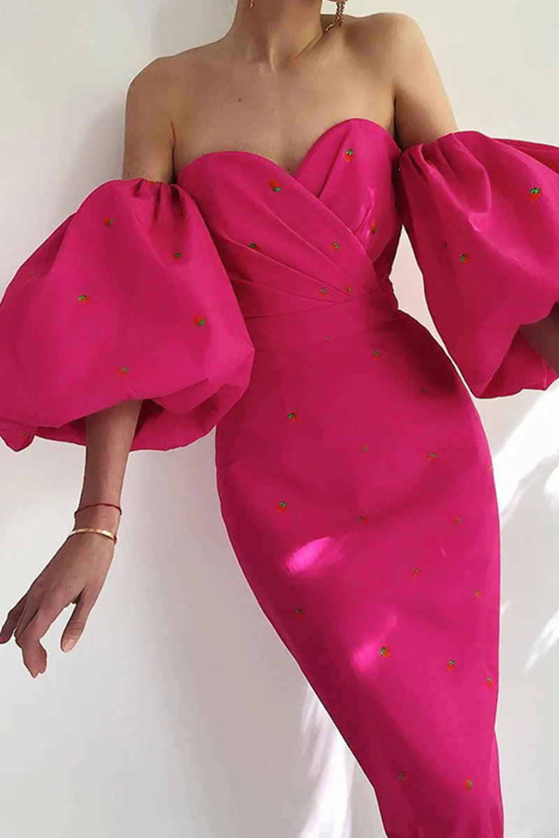 Unique Puff Sleeves Sweetheart Prom Dress Full of charm Elegant Evening Dress