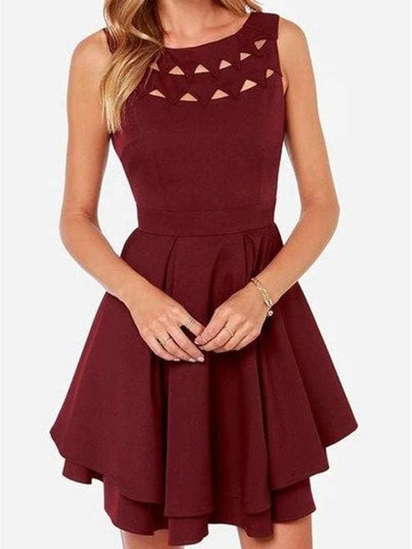 Bridelily A-Line Jersey Scoop Sleeveless Retract Your Wais Short With Ruffles Homecoming Dress
