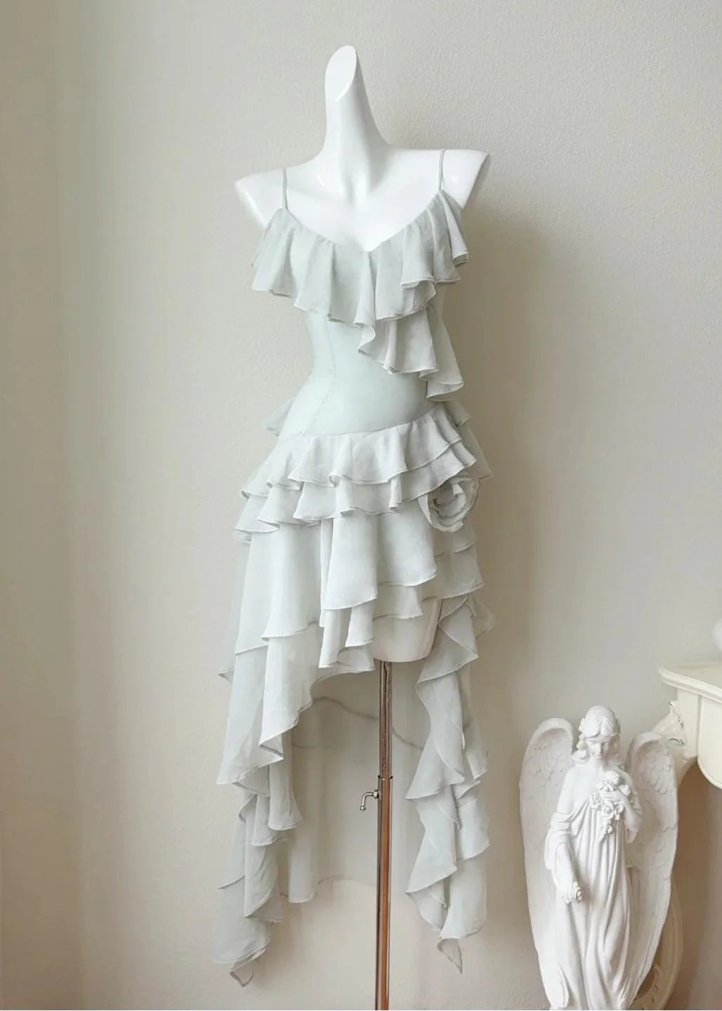 Spaghetti Straps Chiffon Hi-Lo Party Dress Fairytale Short Prom Dresses