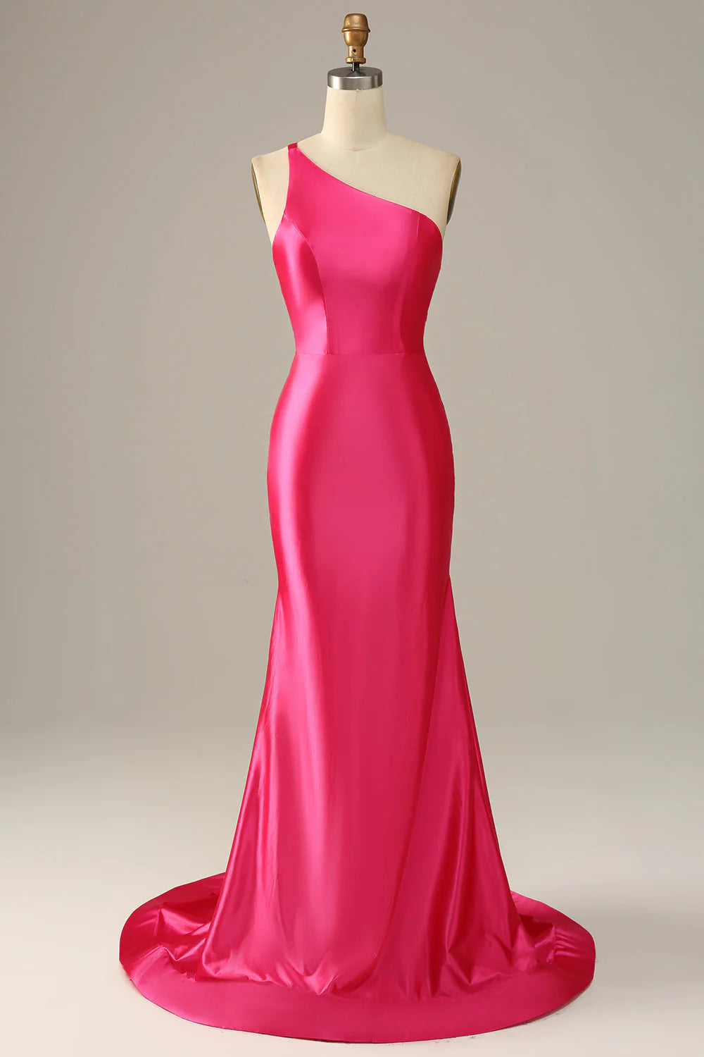 Full of charm Unique design Fuchsia One Shoulder Mermaid Prom Dress
