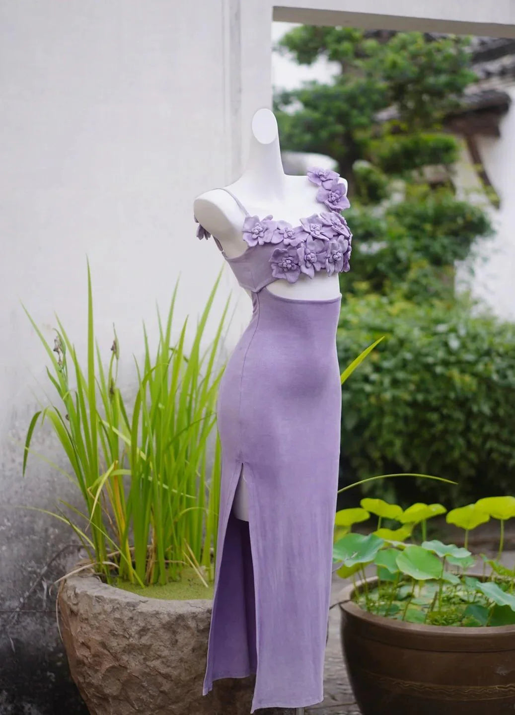 Square Neck Applique Bodycon Short Prom Dresses Fairytale Lilac Party Dress with Slits