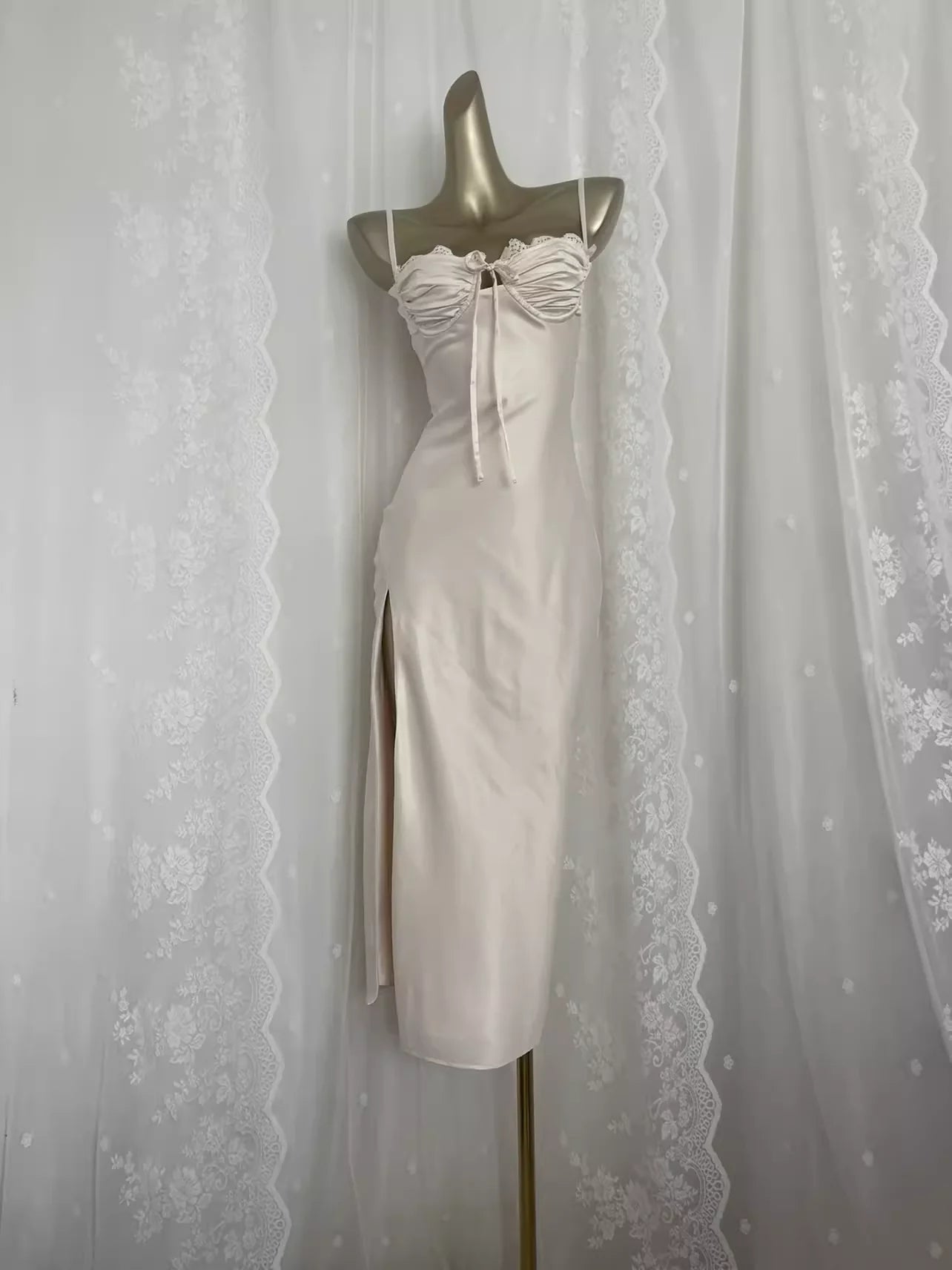 Spaghetti Straps Satin Vacation Beach Dress Simple Sheath Prom Dresses