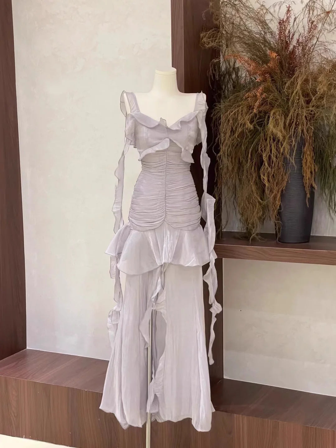 Sexy Sheath Spaghetti Straps Ruffled Light Lilac Women's Unique design Homecoming Dresses