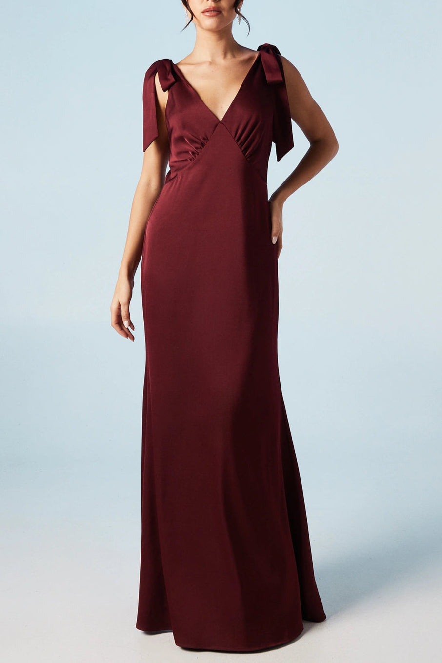 Coast Honoured Satin Back Crepe V Neck Tie Shoulder Maxi Bridesmaid Dress