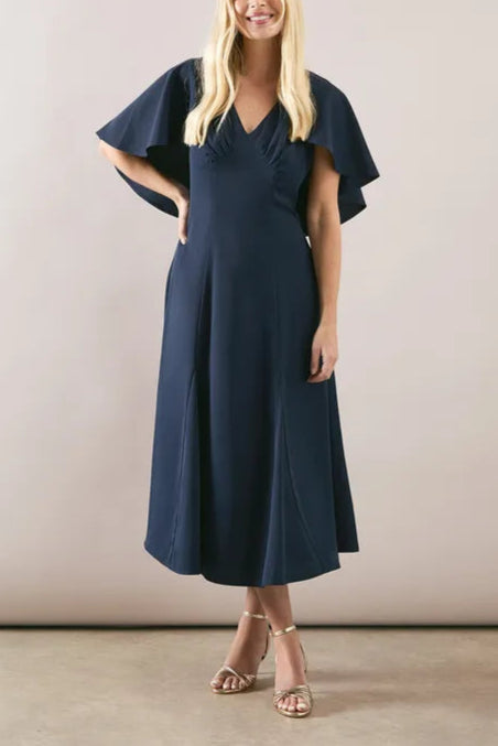 Petite Plain Crepe Cape Unique design Mother Of The Bride Outfits Dress