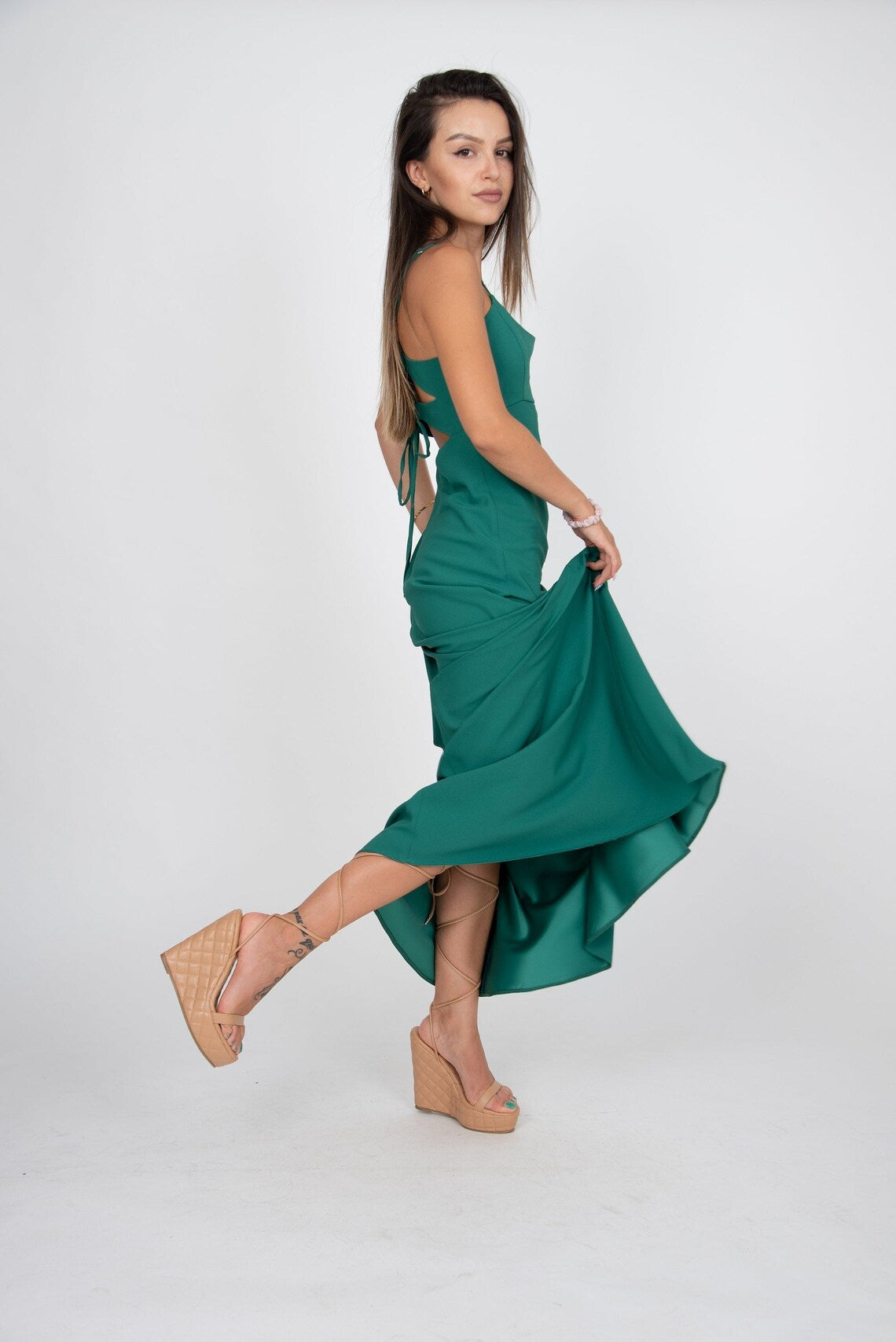 Green Simple Ball Gown Full of charm Unique design Party Dress