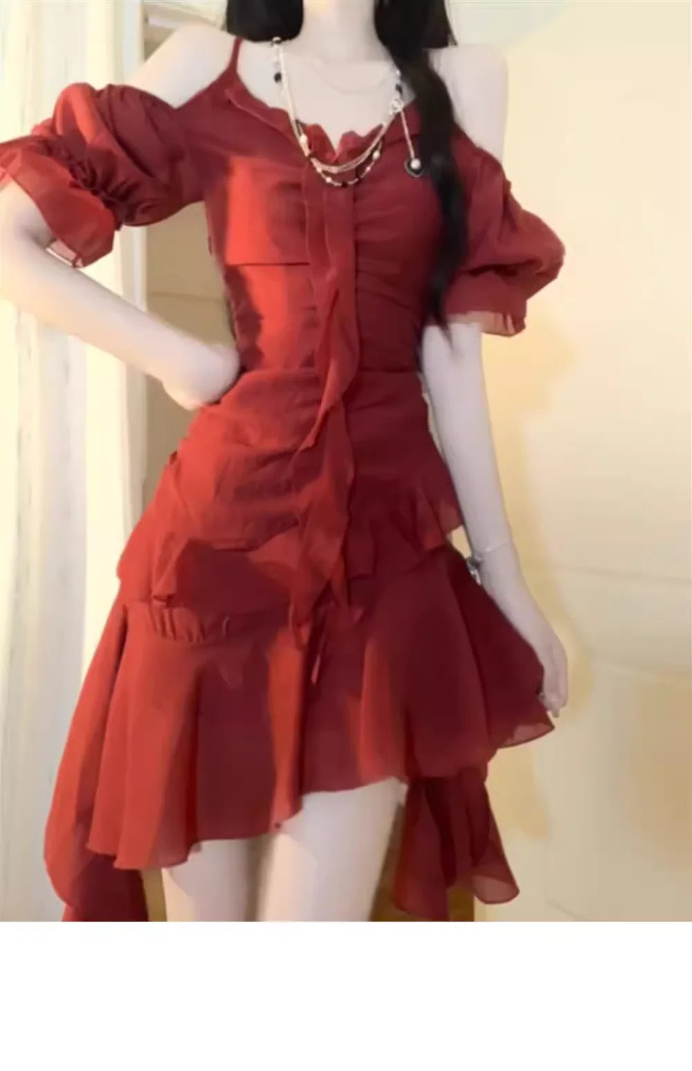 Spaghetti Straps Burgundy Ankle Vintage High Low length Beach Dresses Birthday Outfits