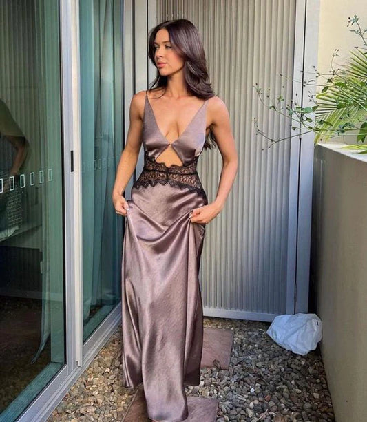 Sexy Cut Out Prom Dress Lace Evening Dress Vacation Party Dress