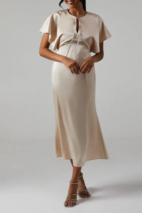 Elegant and gentle Full of charm Satin Halter Bridesmaids Maxi Dress