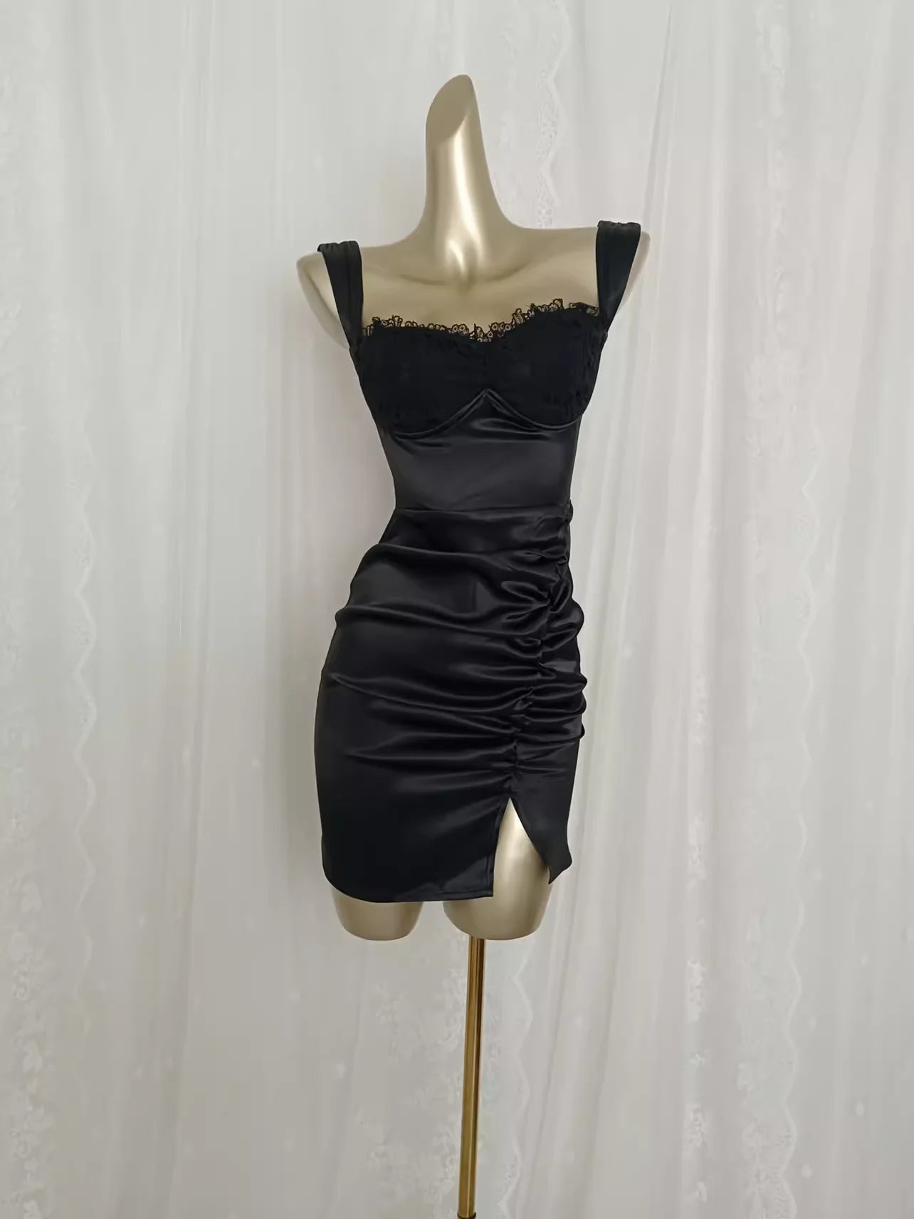 Vintage Sheath Straps Slit Travel Vacation Dress  Floral Black Short Homecoming Dress