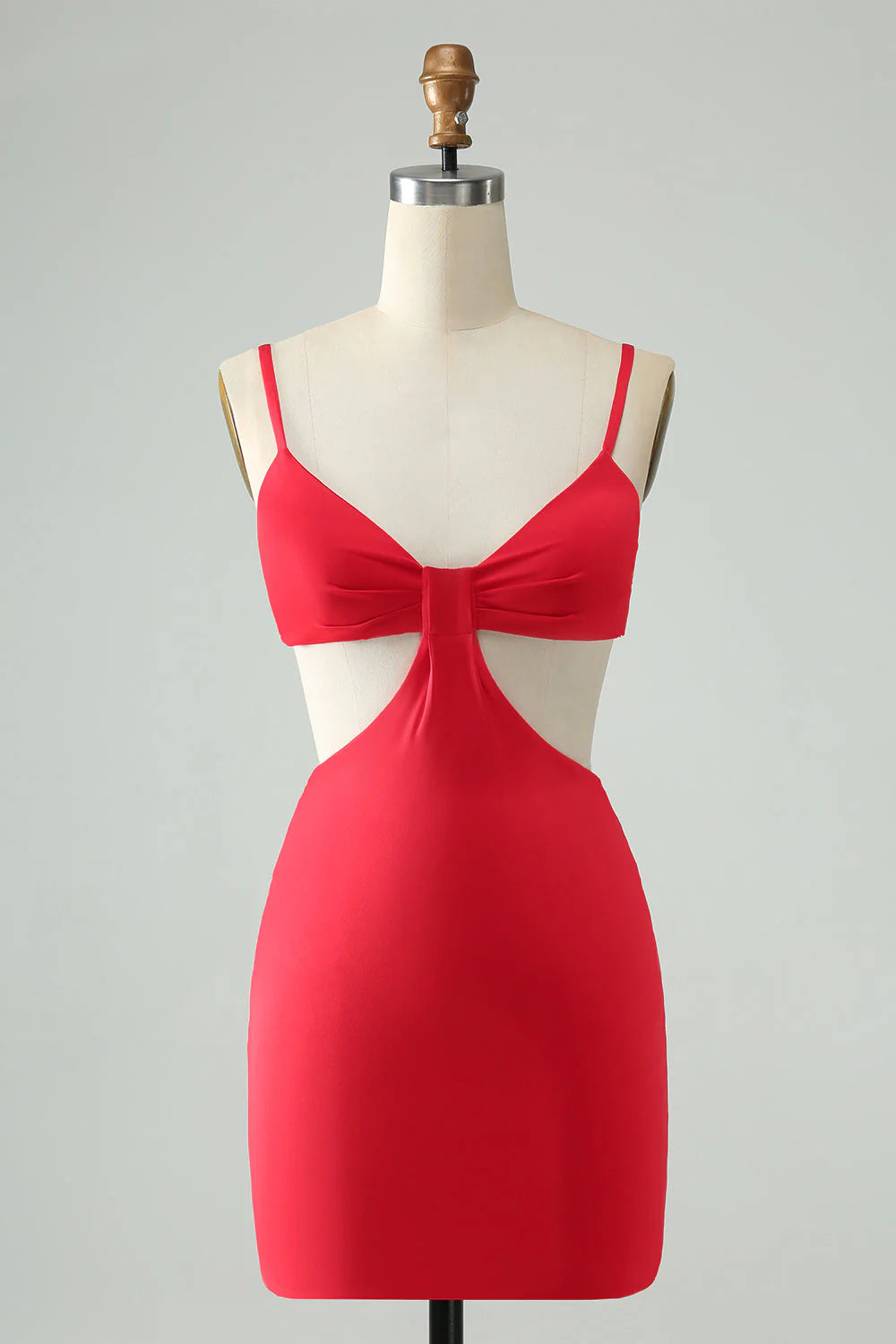 Red Tight Spaghetti Straps Hollow Out Show your waist Short Homecoming Dress