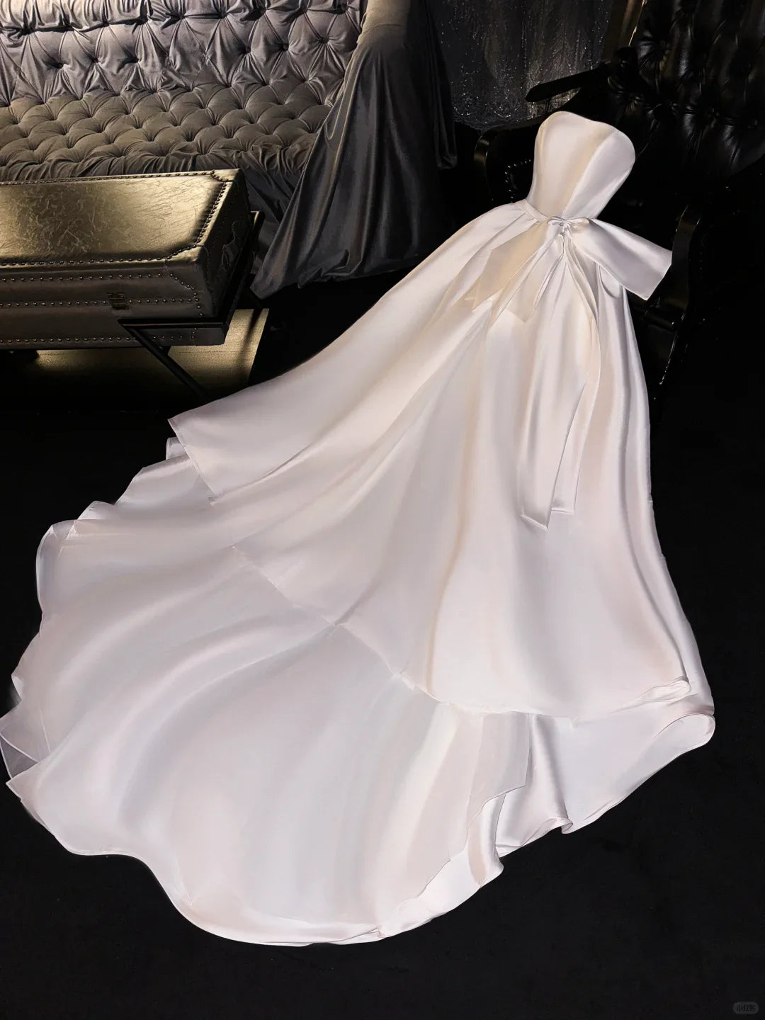 Simple A Line Off the Shoulder White Satin Long Party Dress