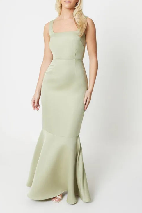 Debut London by Coast Square Neck Satin Peplum Hem Bridesmaids Dress