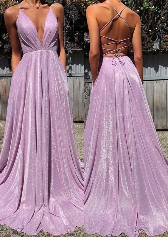 Long Prom Dress,Lilac Backless Popular Evening Dress ,Fashion Wedding Party Dress