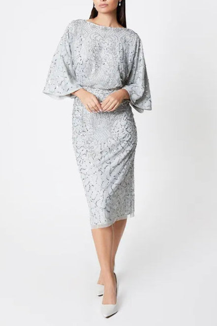Embellished Pencil Retract Your Waist Midi Mother Of The Bride Outfits Dress