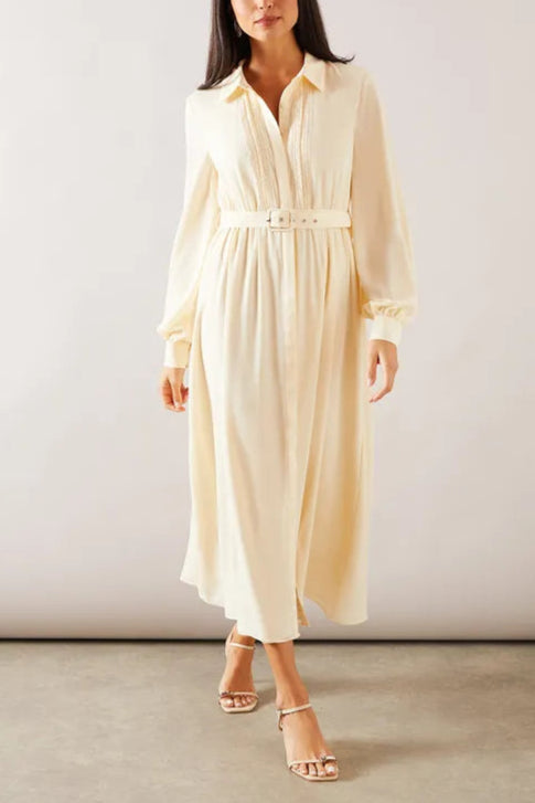 Lace Trim Belted Midaxi Shirt Mother Of The Bride Outfits Dress