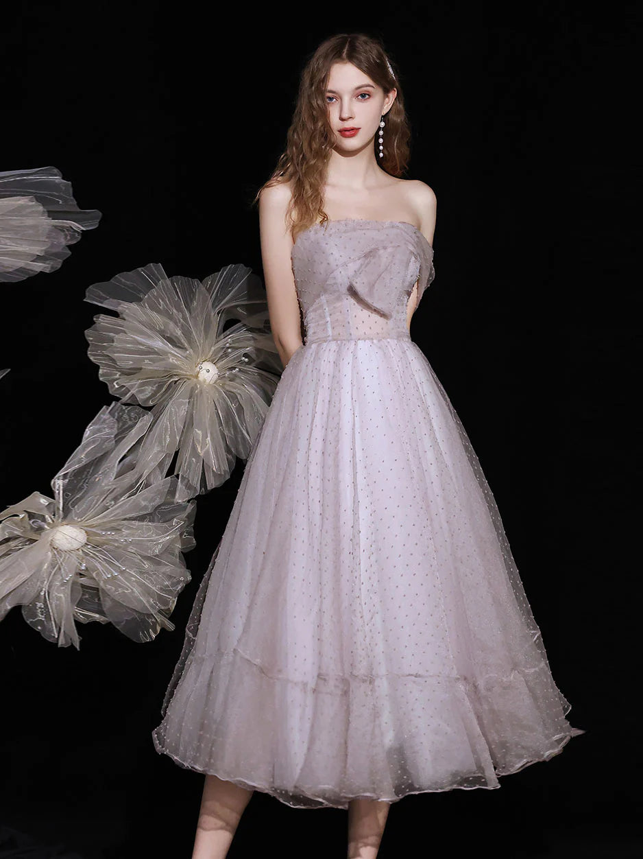 Light Pink Purple Tulle Short Prom Dress ,Retract Your Waist Homecoming Dresses