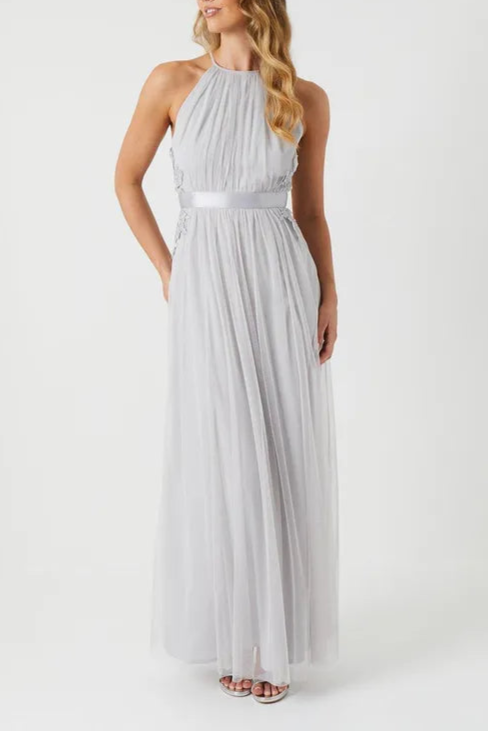 Full of charm Unique design Halterneck Lace Applique Bridesmaid Dress