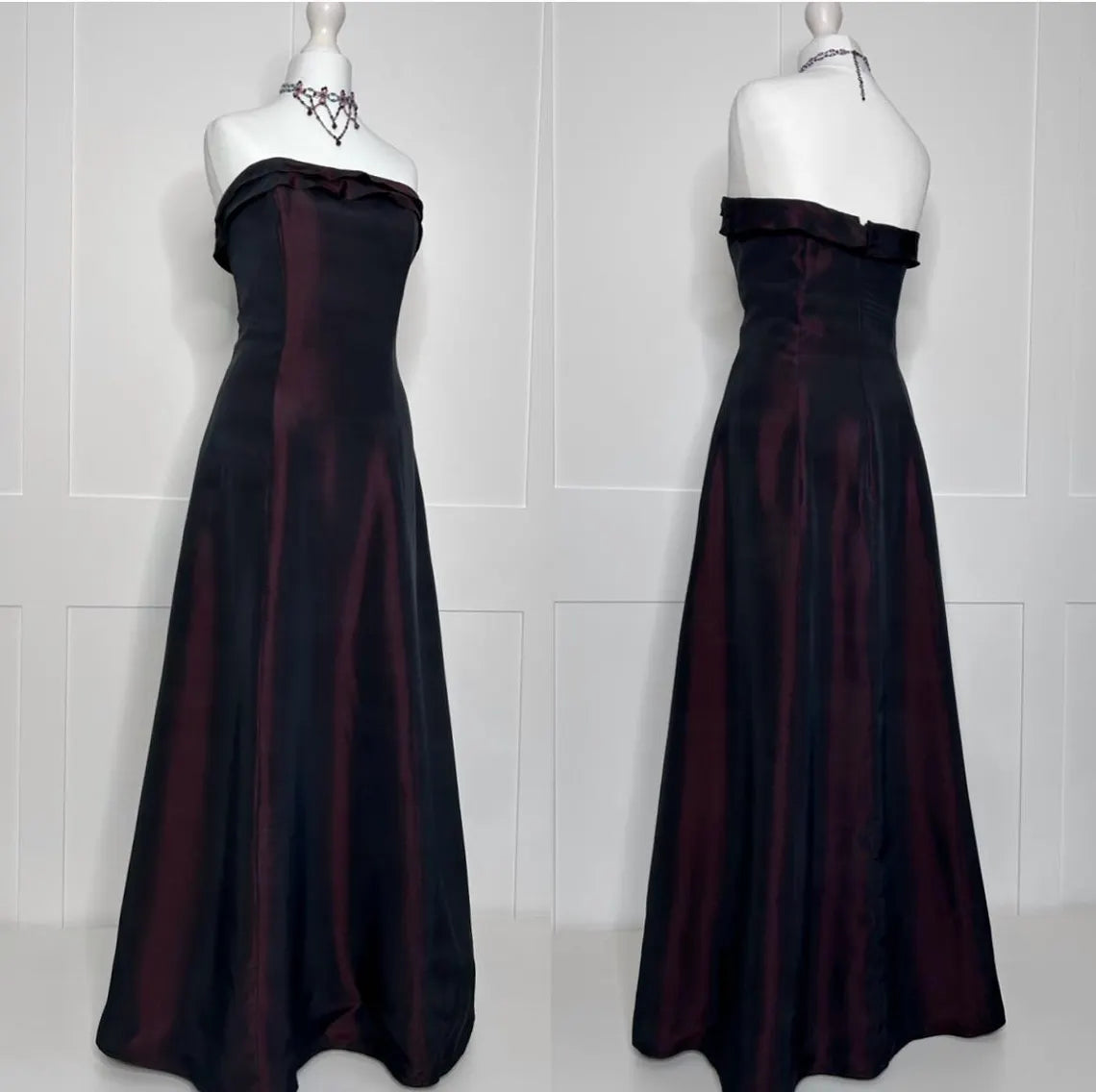 Vintage burgundy strapless cruise prom dress,Retract your waist party dress